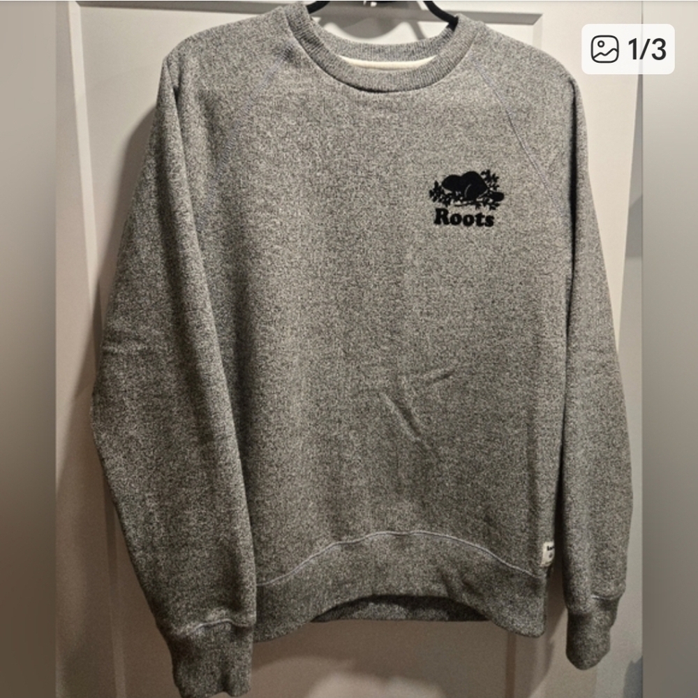Roots Men's Heather Grey Crewneck Sweatshirt - Picture 4 of 4